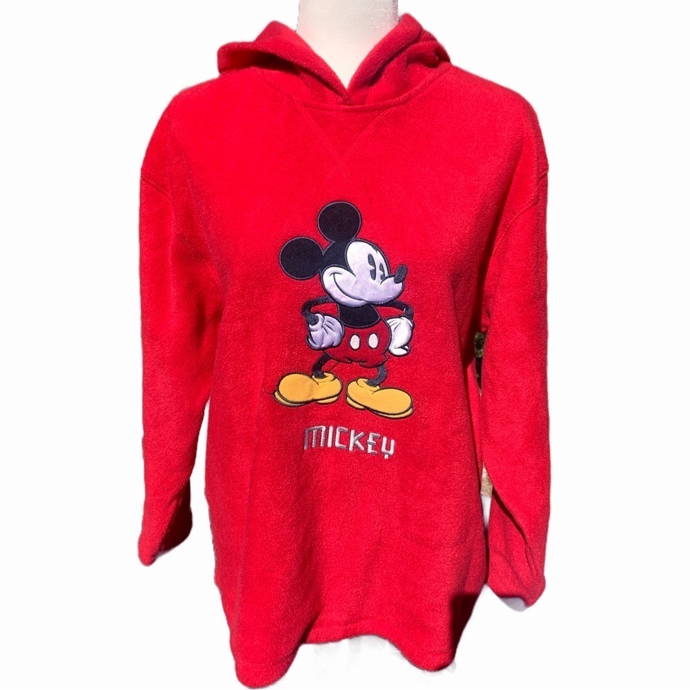 Disney Mickey Mouse Fleece Hoodie Small Oversized Red Disney World